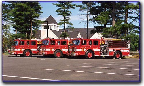 Three Pierce Saber's each with a 750 gallon tank, 1,000 gallon per minute pump, built in class A and B foam injection system, pre-piped deck gun, 1,500 feet of 4 Three Pierce Saber's each with a 750 gallon tank, 1,000 gallon per minute pump, built in class A and B foam injection system, pre-piped deck gun, 1,500 feet of 4