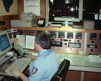 A picture of Firefighter Rick Leopardi dispatching in the early 90's.